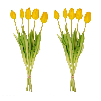 Tulip Bouquet – 10 Pieces – Mixed Colours – ‘Real Touch’ Artificial Tulips – 42 Cm (White/Green)