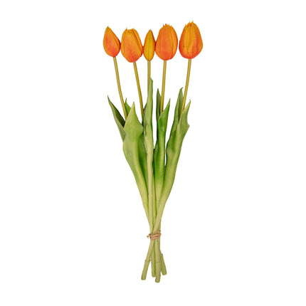 Vase Jessie Bow + 10X Real Touch Tulip Orange