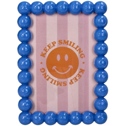 Photo Frame Smiley Polyresin Blue 10X15Cm