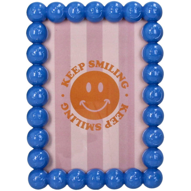 Photo Frame Smiley Polyresin Blue 10X15Cm