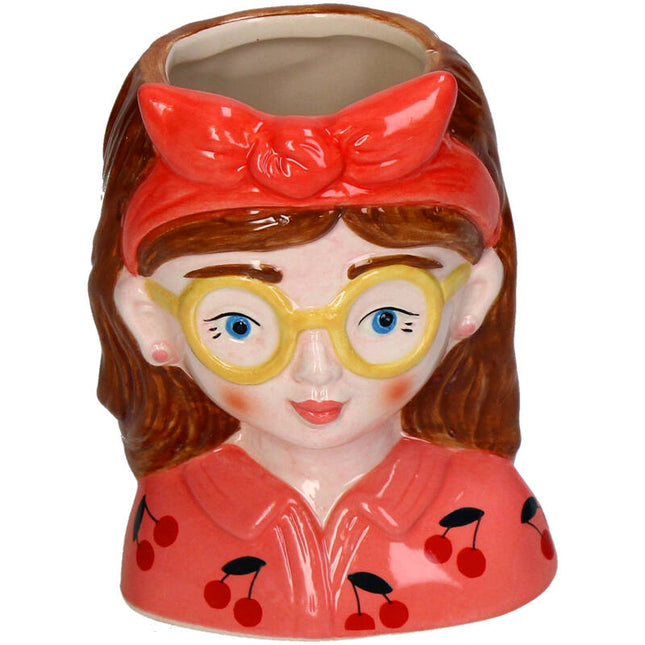 Mini Flower Pot Multi Color - Bobbi - Face Head - 10.5 Cm