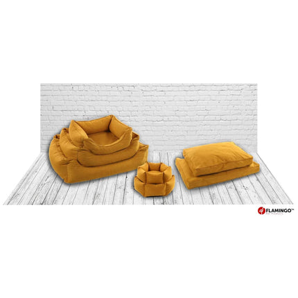 Flamingo Lit Pour Chien Fermeture Éclair Ziva Hexagonal 50X18 Cm Ocre