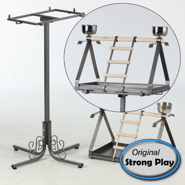Strong Aire De Jeux Perroquet Livia Deluxe Gris Métallisé 57X52X134Cm Blanc