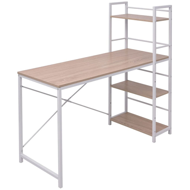 Bureau Avec Bibliothèque À 4 Niveaux Chêne