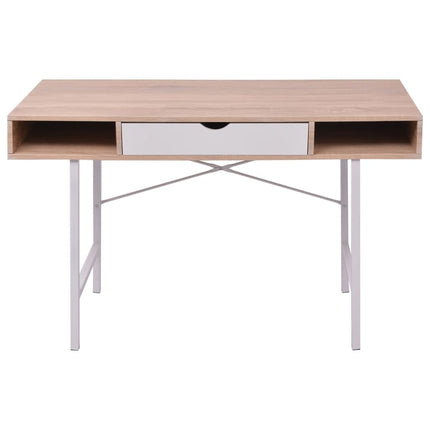 Bureau Avec 1 Compartiment Chêne Et Blanc