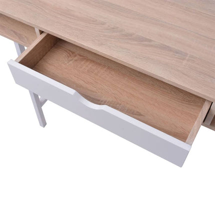 Bureau Avec 1 Compartiment Chêne Et Blanc