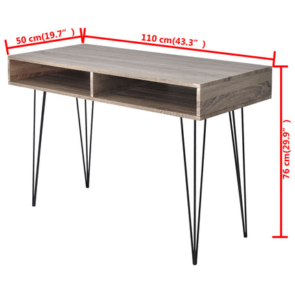 Bureau Avec 2 Compartiments Gris