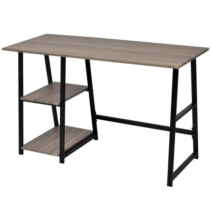 Bureau Avec 2 Étagères Gris Et Chêne