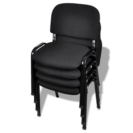 Chaises De Bureau Empilables Lot De 4 Tissu Noir