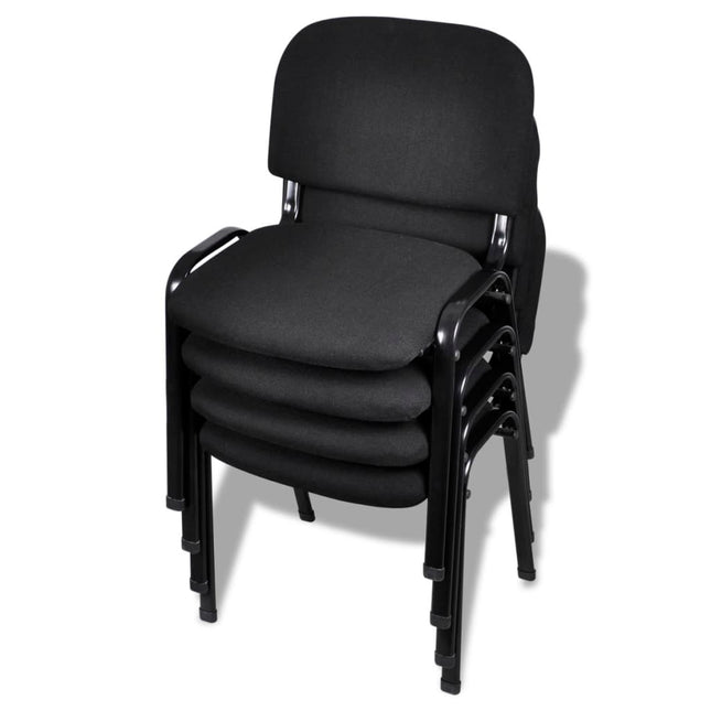 Chaises De Bureau Empilables Lot De 4 Tissu Noir