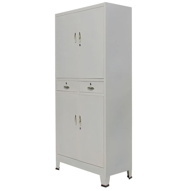 Armoire De Bureau Avec 2 Portes Acier 90 X 40 X 180 Cm Gris