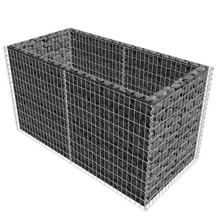 Lit Surélevé À Gabion Acier 180 X 90 X 100 Cm Argenté