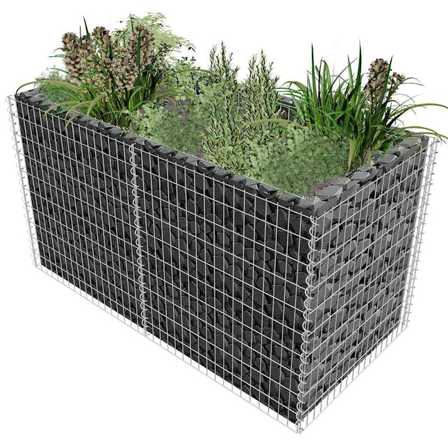 Lit Surélevé À Gabion Acier 180 X 90 X 100 Cm Argenté