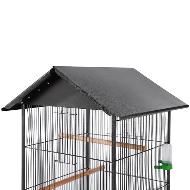 Cage À Oiseaux Avec Toit Acier 66 X 66 X 155 Cm