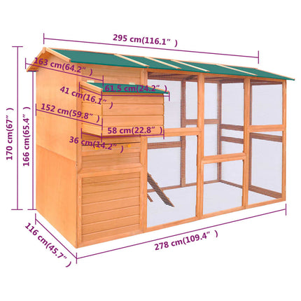 Poulailler  295 X 163 X 170 Cm Bois