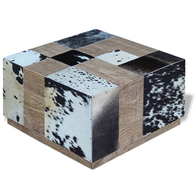Table Basse Cuir De Vache 60X60X36 Cm