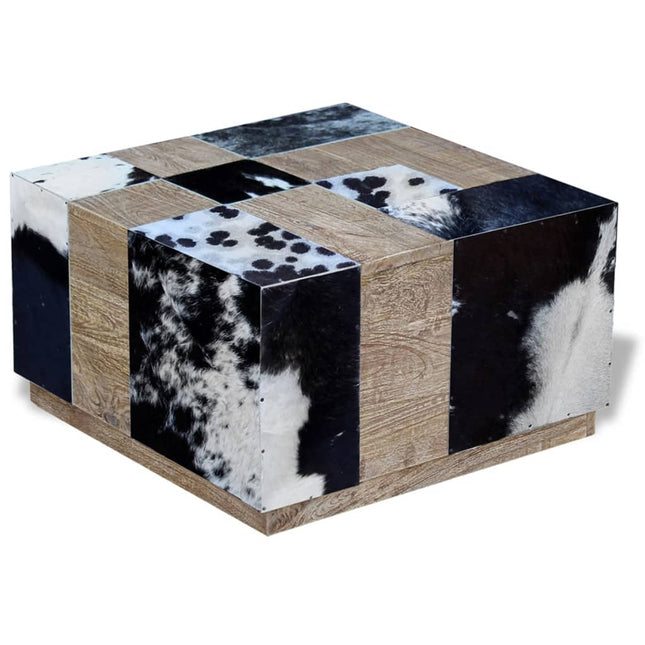 Table Basse Cuir De Vache 60X60X36 Cm