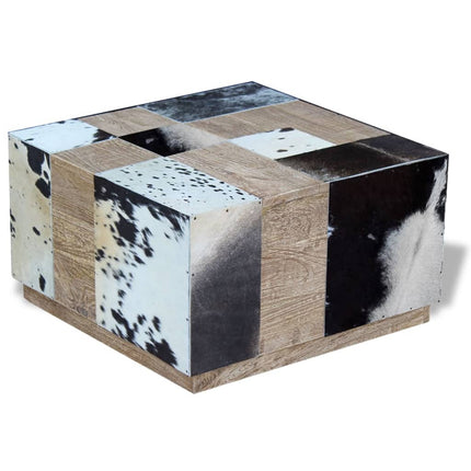 Table Basse Cuir De Vache 60X60X36 Cm