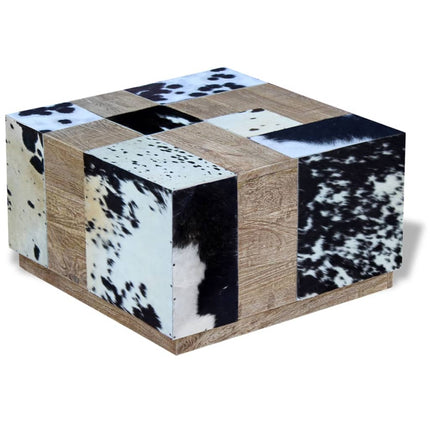 Table Basse Cuir De Vache 60X60X36 Cm
