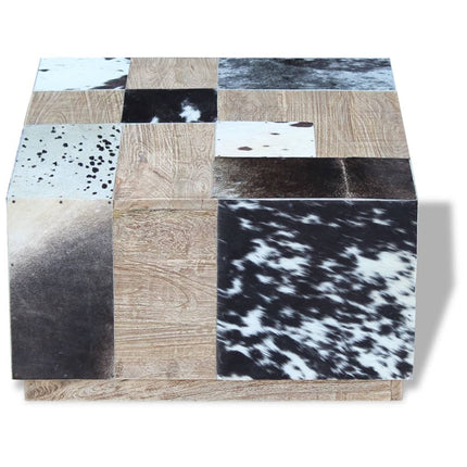 Table Basse Cuir De Vache 60X60X36 Cm