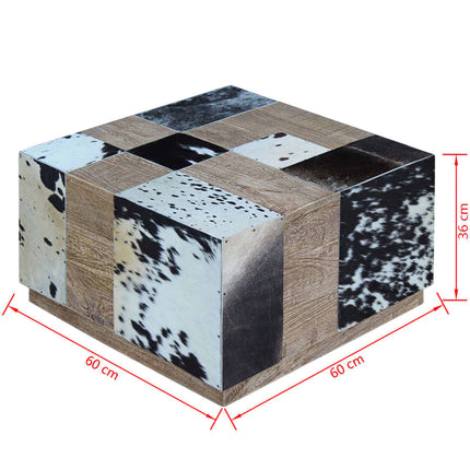 Table Basse Cuir De Vache 60X60X36 Cm