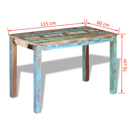 Table De Salle À Manger Bois De Récupération Solide 115X60X76Cm