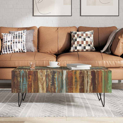 Table Basse Bois Massif De Récupération 100X50X38 Cm