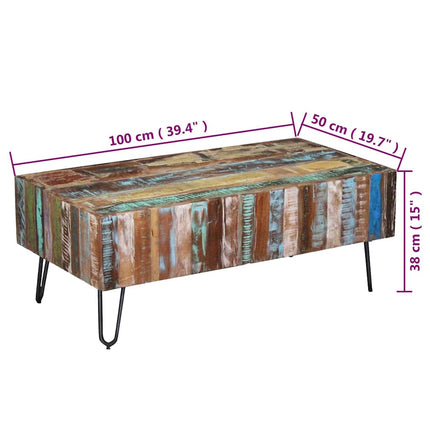 Table Basse Bois Massif De Récupération 100X50X38 Cm