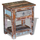 Table D'appoint 1 Tiroir Bois De Récupération Massif 43X33X51Cm