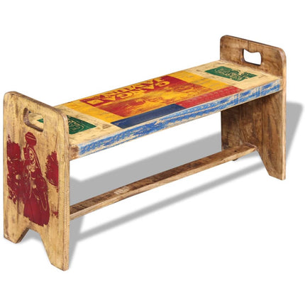 Banc Bois Massif Recyclé 100X30X50 Cm