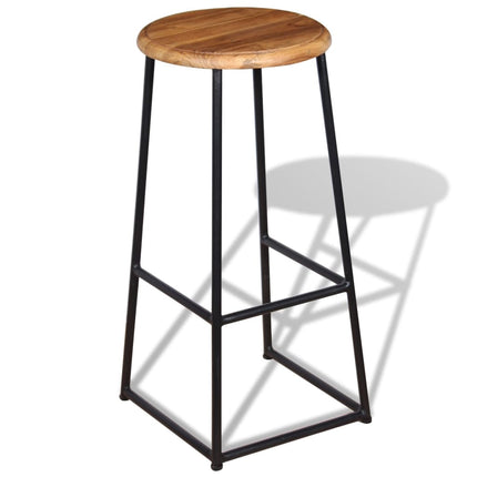 Tabourets De Bar Lot De 2 Bois De Teck Massif