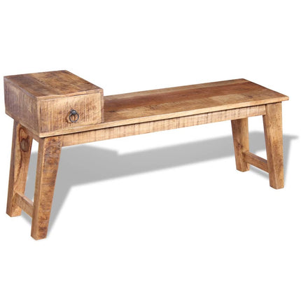 Banc Avec Tiroir Bois De Manguier Massif 120X36X60 Cm