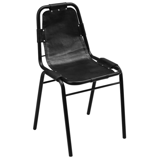 Chaises À Manger Lot De 2 Noir Cuir Véritable