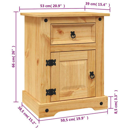 Table De Chevet Gamme Corona Pin Mexicain 53X39X66 Cm