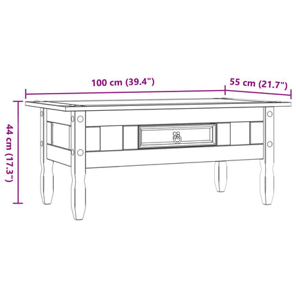 Table Basse Pin Mexicain Gamme Corona 100 X 55 X 44 Cm