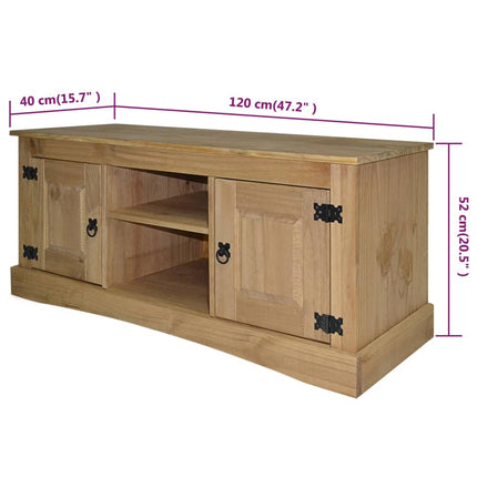 Meuble Tv Gamme Corona Pin Mexicain 120X40X52 Cm