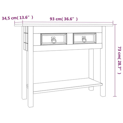 Table Console Gamme Corona Pin Mexicain 93X34,5X73 Cm