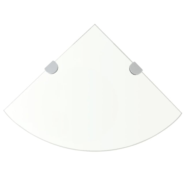 Étagère De Coin + Supports Chromés Verre Transparent