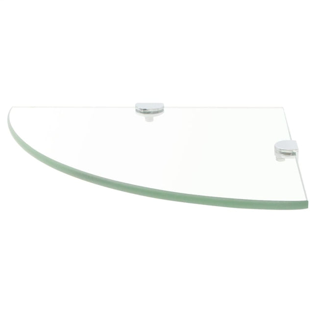 Étagère De Coin + Supports Chromés Verre Transparent