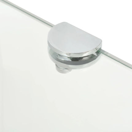 Étagère De Coin + Supports Chromés Verre Transparent