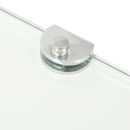 Étagère De Coin + Supports Chromés Verre Transparent