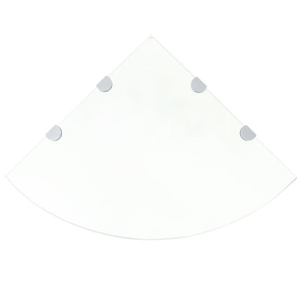 Étagère De Coin Et Supports Chromés Verre Transparent