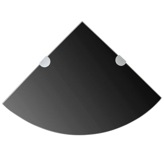 Étagère De Coin Avec Supports Chromés Verre Noir