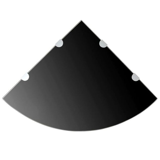 Étagère De Coin Avec Supports Chromés Verre Noir