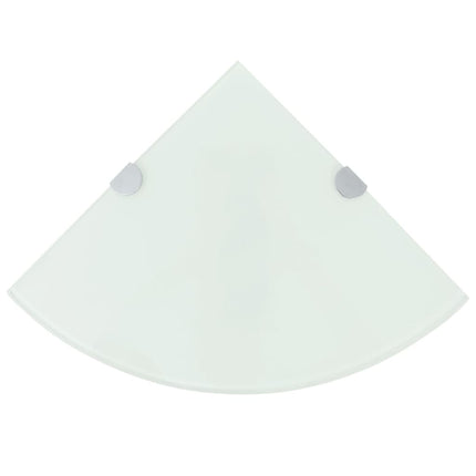 Étagère De Coin Avec Supports Chromés Verre Blanc