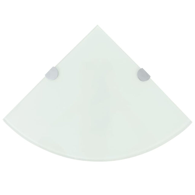 Étagère De Coin Avec Supports Chromés Verre Blanc