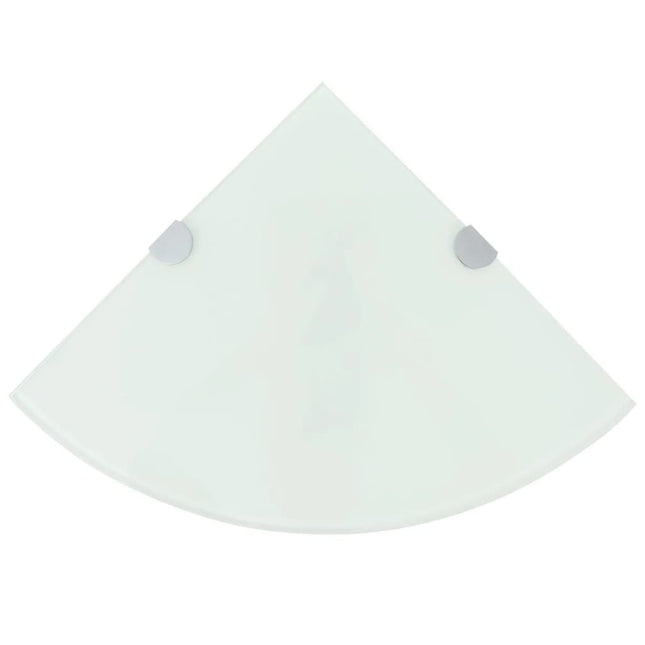 Étagère De Coin Avec Supports Chromés Verre Blanc
