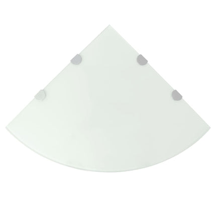 Étagère De Coin Avec Supports Chromés Verre Blanc