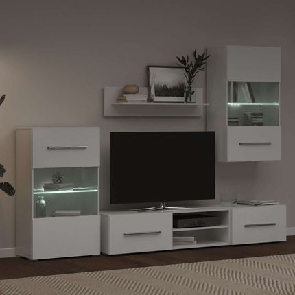 Meuble Tv Mural Avec Éclairage Led 5 Pièces