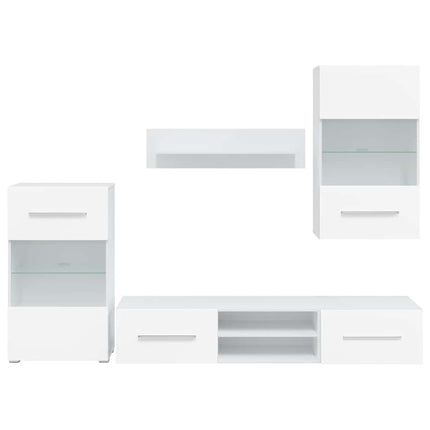Meuble Tv Mural Avec Éclairage Led 5 Pièces